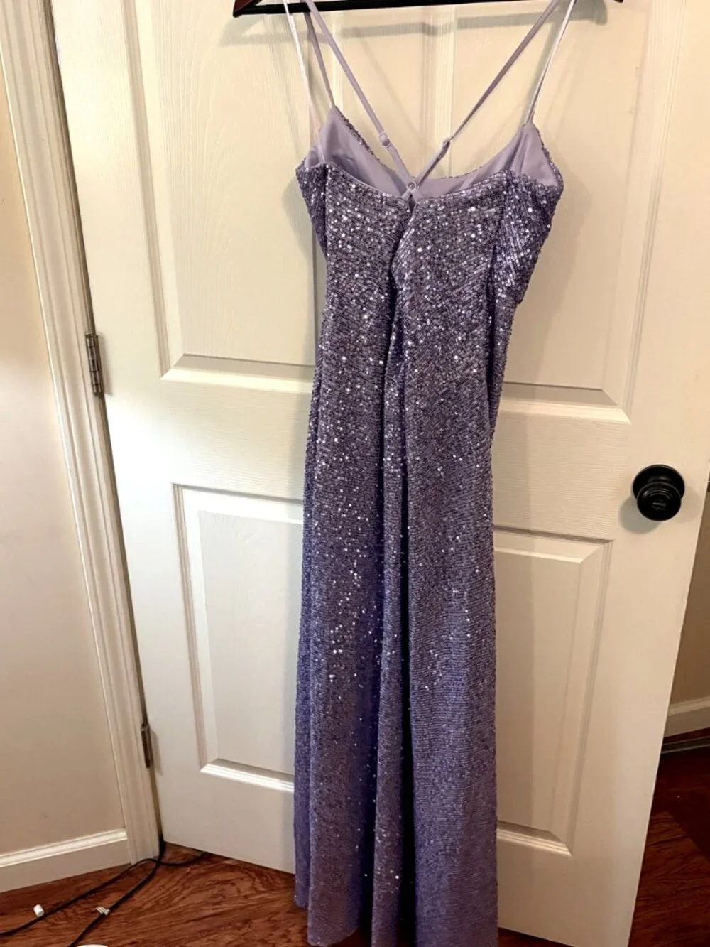 Nightway Lavender Sequin Cowl Neck Formal Gown | Size 12 - Picture 2 of 2